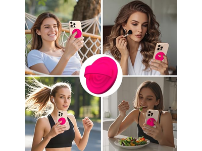 Magnetische telefoonringgreephouder Siliconen vingerlus neonroze
