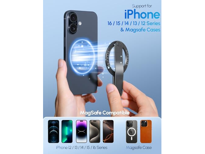 Magnetische telefoonringhouder voor compatibele smartphones Zwart