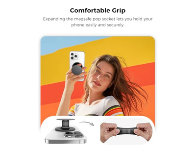 Dubbelzijdige magnetische telefoonringhouder met standaard en handgreep