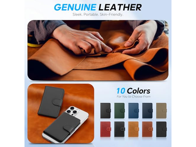 Magnetische kaarthouder van echt leer met RFID-blokkering en 6 sleuven