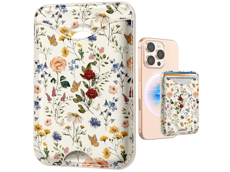 Magnetische kaarthouder portemonnee met bloemmotief voor iPhone-serie