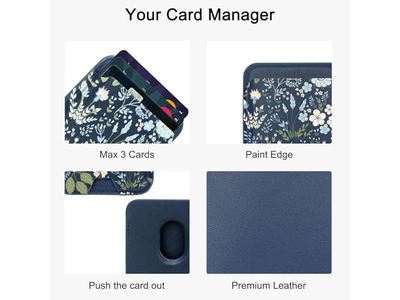 Magnetische mobiele telefoon portemonnee kaarthouder, compatibel met MagSafe Leather