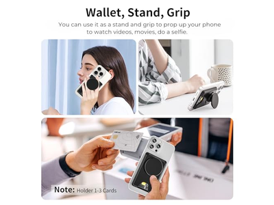 Magnetische telefoongreep Portemonneestandaard Uitbreidbaar en inklapbaar Wit