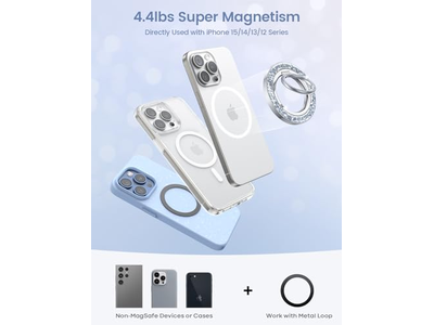 Magnetische telefoonring voor MagSafe Grip - Glitter zilveren ringhouder Stan