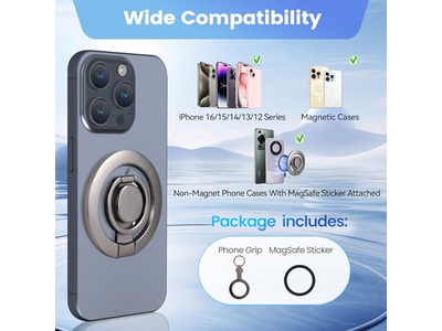 Magnetische telefoonringhouder met grip en standaard Compatibel met Mag