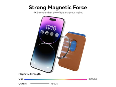 Magnetische RFID lederen kaarthouder voor iPhone Stick-on accessoires Br