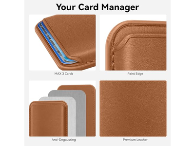 Magnetische RFID lederen kaarthouder voor iPhone Stick-on accessoires Br