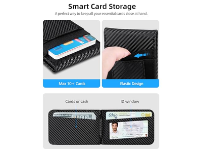 Magnetische portemonneestandaard met ID-venster en 4 kaartsleuven RFID-blokkering