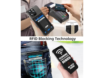 Magnetische portemonneestandaard met ID-venster en 4 kaartsleuven RFID-blokkering