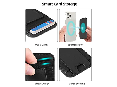 Magnetische portemonnee met 2 kaartsleuven voor iPhone Vegan leer zwart