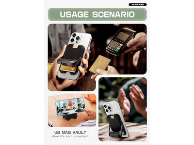 Magnetische portemonnee met standaard voor 6 kaarten RFID-blokkeerbare telefoonstandaard