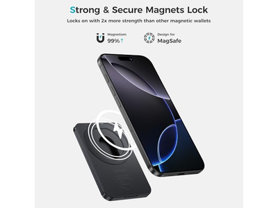 Magnetische portemonnee met standaard Minimalistische kaarthouder voor iPhone RFID Zw