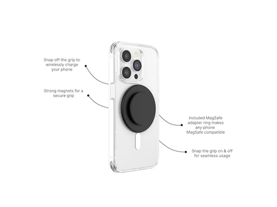 Telefoongreep voor MagSafe met standaard en magnetische standaard - Zwart