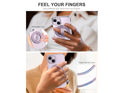 Telefoongreepstandaard met vervangbare vingerlus en magnetische ringhouder