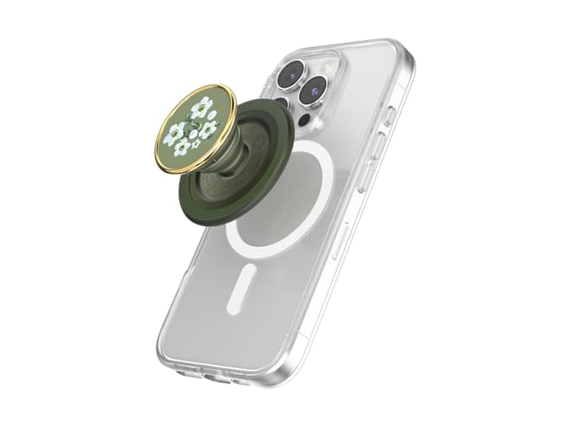 Telefoongreep met standaard Magnetische standaard Verwisselbare bovenkant Groene bloem