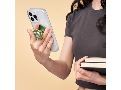 Telefoongreep met standaard Magnetische standaard Verwisselbare bovenkant Groene bloem