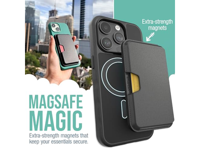 Veganistisch lederen slanke afneembare magnetische kaarthouder voor MagSafe-telefoons